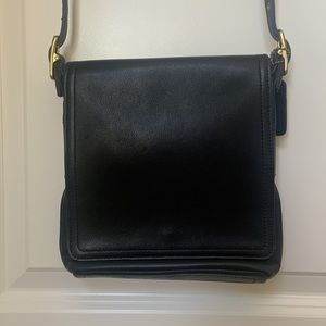 Authentic Coach Black Leather Gold Hardware Crossbody Adjustable Purse